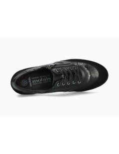 Mobils Sneakers Fondo Medio Lacci e Zip Laterale Nero