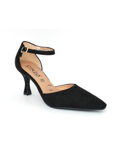 Cinzia Soft Decollette Tacco Medio Braccialetto Camoscio Nero
