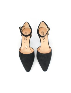 Cinzia Soft Decollette Tacco Medio Braccialetto Camoscio Nero