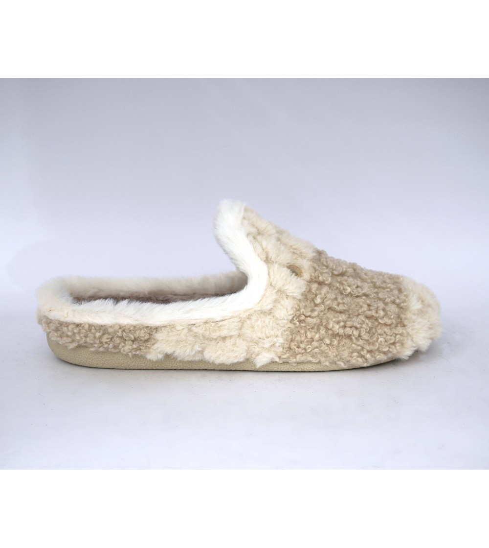 Grunland Ciabatta Morbida Fasce Peluche Lana Beige