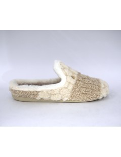 Grunland Ciabatta Morbida Fasce Peluche Lana Beige