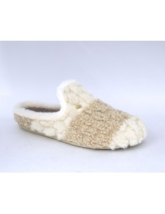 Grunland Ciabatta Morbida Fasce Peluche Lana Beige