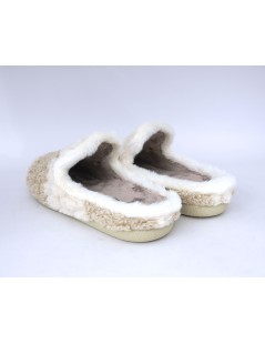 Grunland Ciabatta Morbida Fasce Peluche Lana Beige