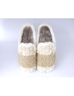 Grunland Ciabatta Morbida Fasce Peluche Lana Beige