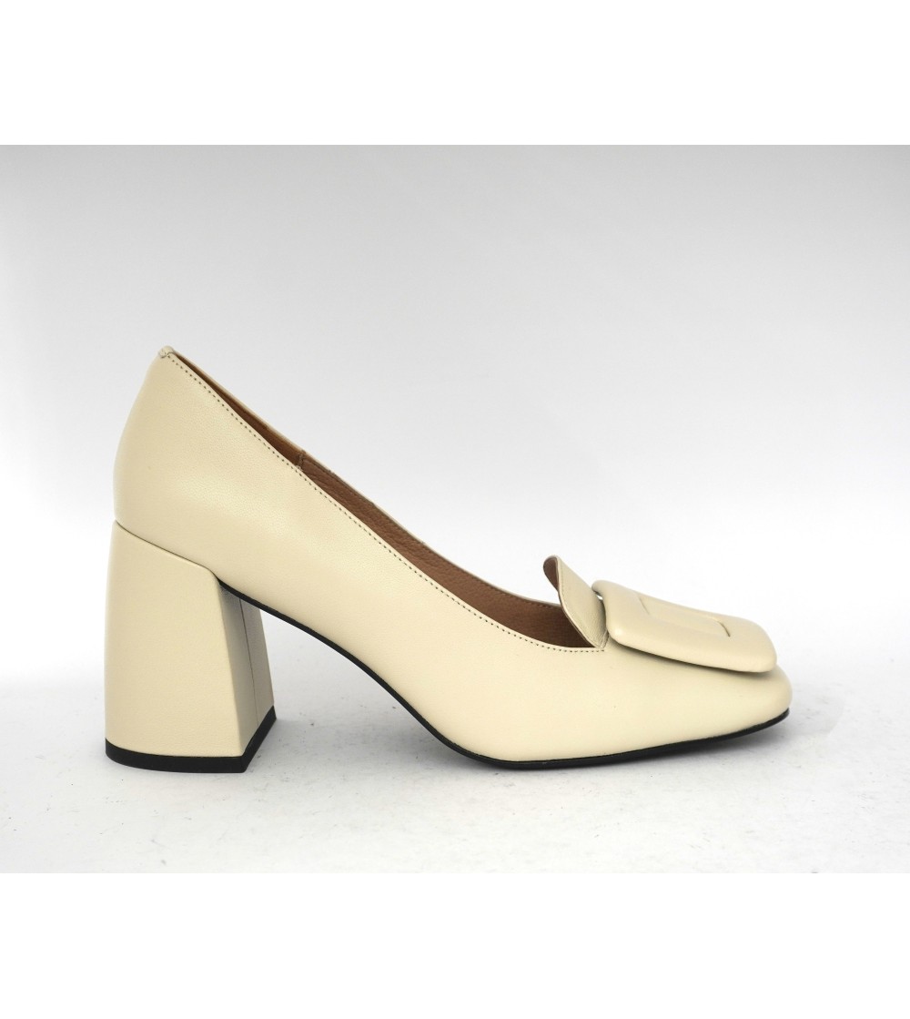 Bibi Lou MARLA Décolleté Tacco Medio con Spilla Nappa Bianco