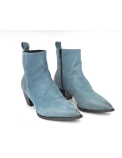 Emanuela Passeri Texano Tacco Medio Zip Camoscio Jeans