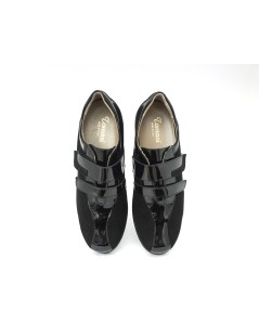 F.lli Tomasi Sneakers Tacco Zeppa Medio Doppio Velcro Nero