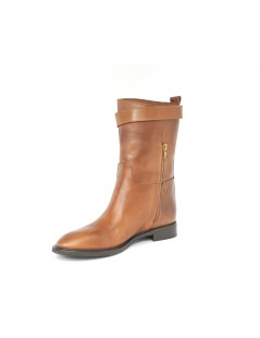 Accademia Stivale 3/4 Mezza Zip Laterale Fibbia con Nodo Cuoio