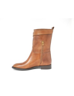 Accademia Stivale 3/4 Mezza Zip Laterale Fibbia con Nodo Cuoio