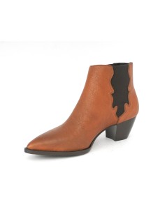 Emanuela Passeri Texano Tacco Medio Elastici con Dettagli Ricamati Cognac