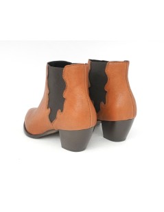 Emanuela Passeri Texano Tacco Medio Elastici con Dettagli Ricamati Cognac