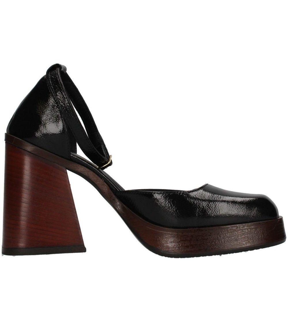 Brando Decollette Plateau Braccialetto Tacco Piramide Nero