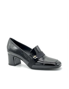 Elata Mocassino Tacco Medio Vernice Gros Grain Nero