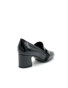 Elata Mocassino Tacco Medio Vernice Gros Grain Nero