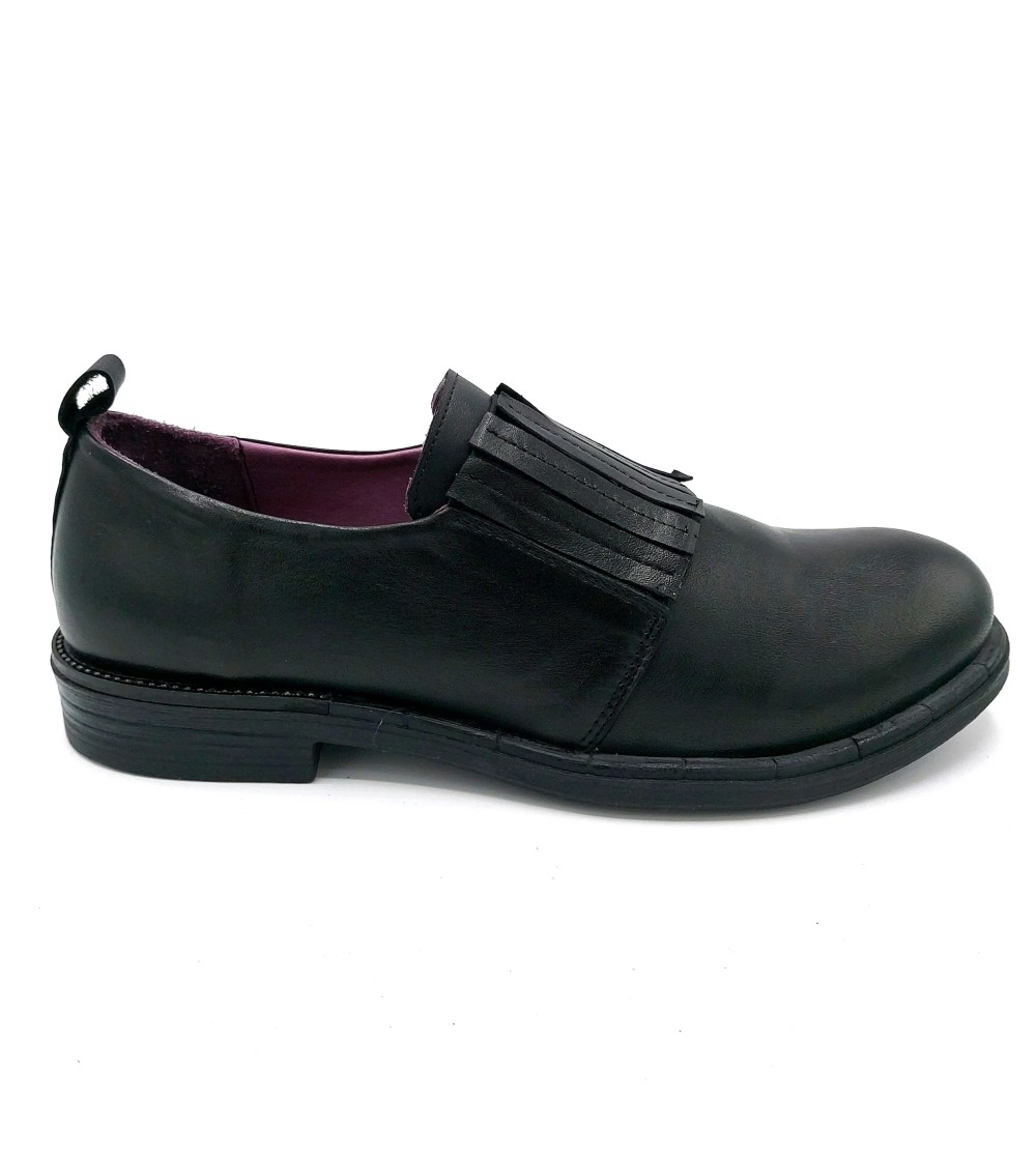 Bueno Mocassino Slipon Elastici Collo Nappa Nero