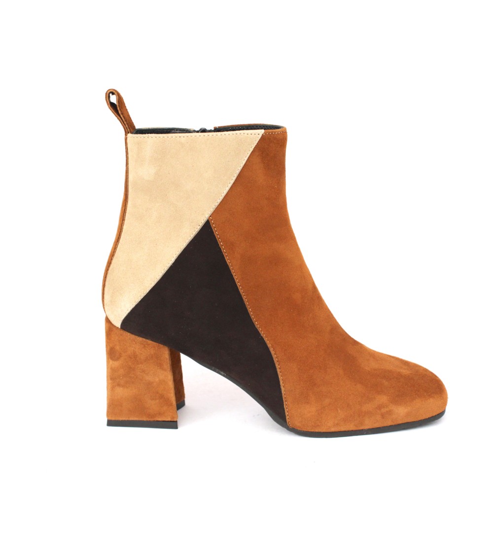 Le Gazzelle Tronchetti Tacco Medio Optical Camoscio Beige Brandy