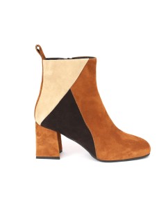 Le Gazzelle Tronchetti Tacco Medio Optical Camoscio Beige Brandy