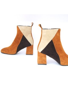 Le Gazzelle Tronchetti Tacco Medio Optical Camoscio Beige Brandy