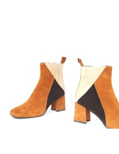 Le Gazzelle Tronchetti Tacco Medio Optical Camoscio Beige Brandy