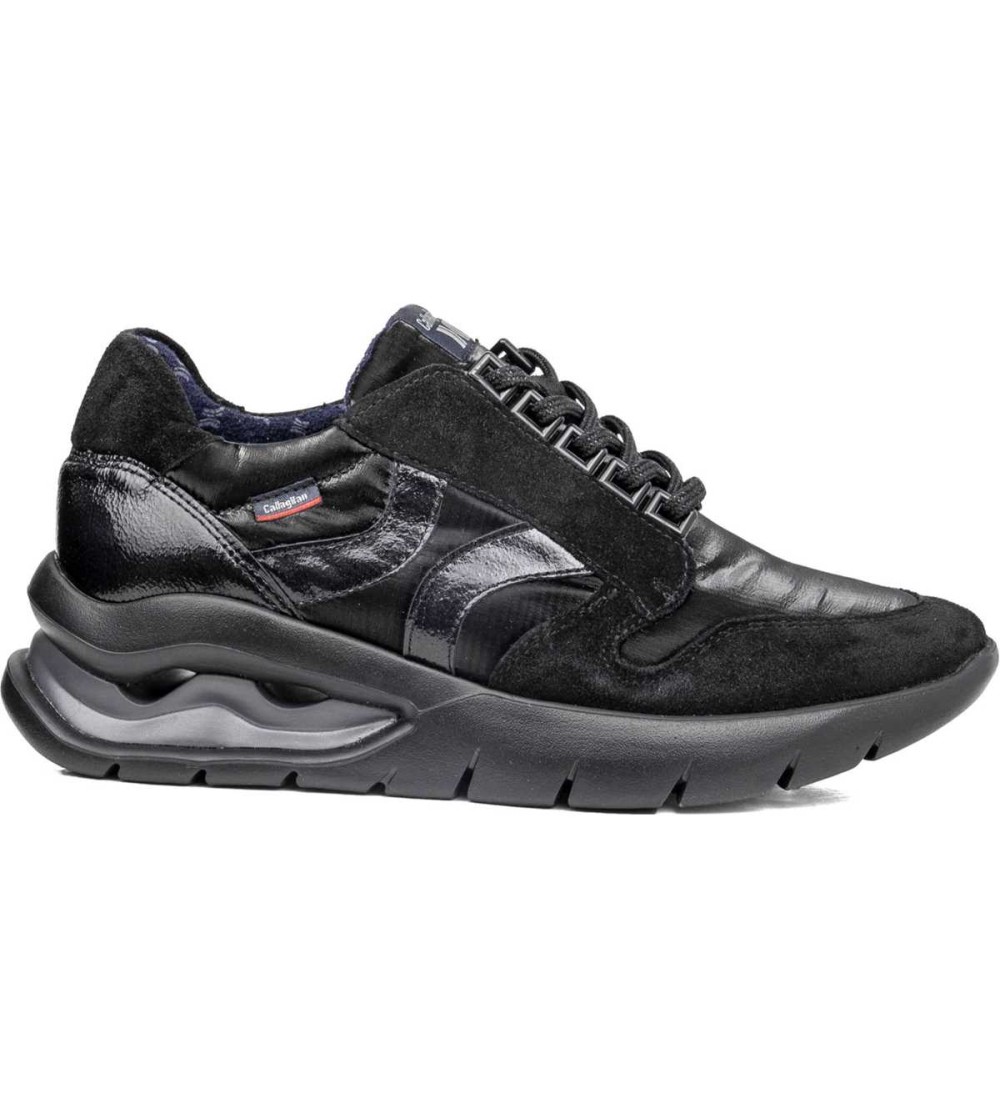 Callaghan Sneakers Zeppa Alta Vaschetta Tessuto Nero