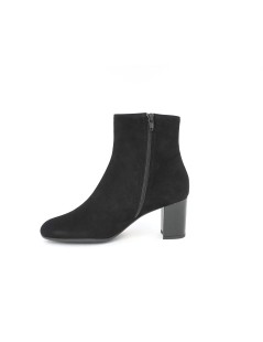 Confort Tronchetto Tacco Medio con Spilla Laterale Camoscio Nero