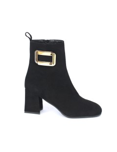 Le Gazzelle Tronchetti Tacco Medio Fibbia Camoscio Nero