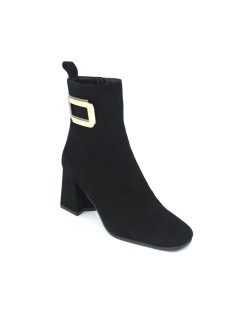 Le Gazzelle Tronchetti Tacco Medio Fibbia Camoscio Nero