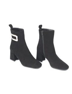 Le Gazzelle Tronchetti Tacco Medio Fibbia Camoscio Nero