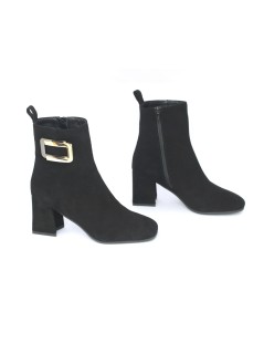 Le Gazzelle Tronchetti Tacco Medio Fibbia Camoscio Nero