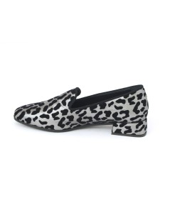 Le Gazzelle Mocassino Slipon Laminato Flok Animalier Argento