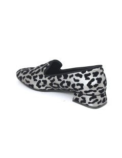 Le Gazzelle Mocassino Slipon Laminato Flok Animalier Argento