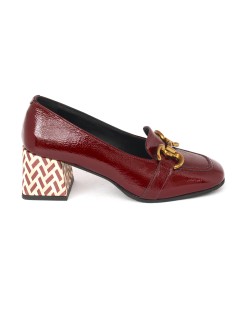 Le Gazzelle Mocassino Tacco Medio Morsetto Metal Beige Bordeaux