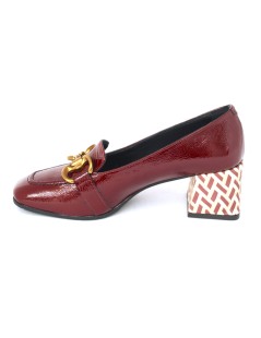 Le Gazzelle Mocassino Tacco Medio Morsetto Metal Beige Bordeaux