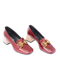 Le Gazzelle Mocassino Tacco Medio Morsetto Metal Beige Bordeaux