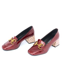 Le Gazzelle Mocassino Tacco Medio Morsetto Metal Beige Bordeaux