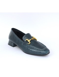 Le Gazzelle Mocassino Tacco Tejus Morsetto Oro Petrolio