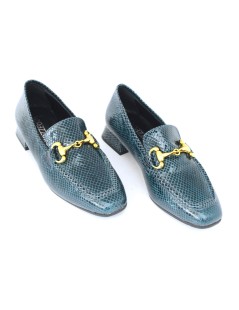 Le Gazzelle Mocassino Tacco Tejus Morsetto Oro Petrolio