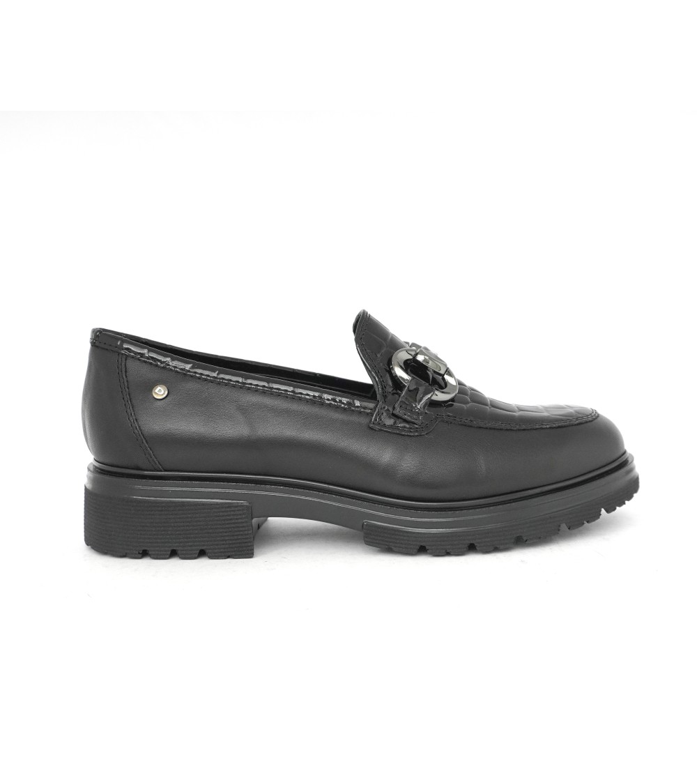 Donna Serena Mocassino Medio Vaschetta Cocco Morsetto Nero