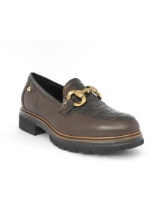 Donna Serena Mocassino Medio Vaschetta Cocco Morsetto Marrone