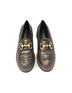 Donna Serena Mocassino Medio Vaschetta Cocco Morsetto Marrone