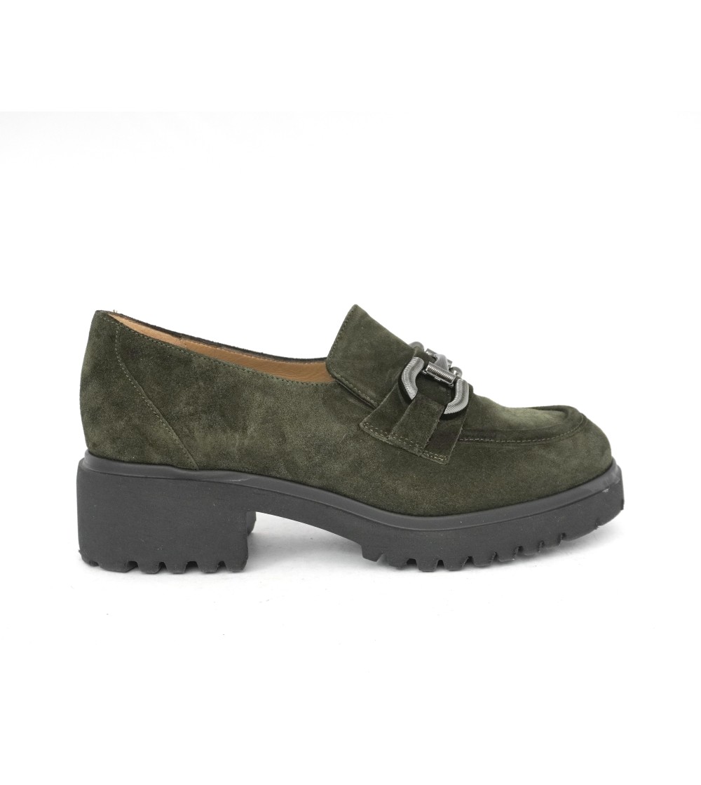 Donna Soft Mocassino Carro Medio Morsetto Camoscio Muschio