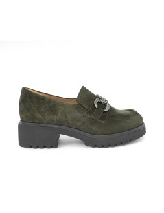 Donna Soft Mocassino Carro Medio Morsetto Camoscio Muschio