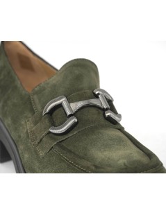 Donna Soft Mocassino Carro Medio Morsetto Camoscio Muschio