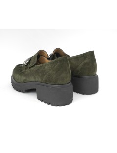 Donna Soft Mocassino Carro Medio Morsetto Camoscio Muschio
