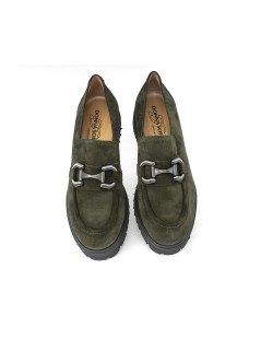 Donna Soft Mocassino Carro Medio Morsetto Camoscio Muschio