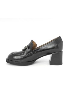 Donna Soft Mocassino Tacco Medio Morsetto Accessorio Nero