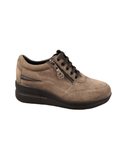 Cinzia Soft Sneakers Zeppa Media Zip Visone