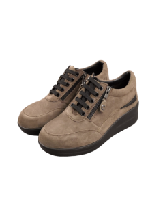 Cinzia Soft Sneakers Zeppa Media Zip Visone