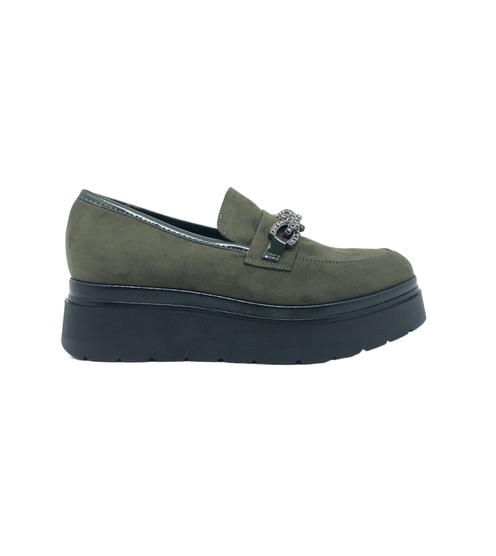 Cinzia Soft Mocassino Platform Doppio Morsetto Strass Militare