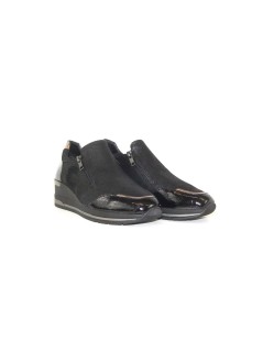 Cinzia Soft Slipon Mocassino Doppia Zip Agile Nero